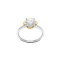 Bagues sur Artemare : Bague en argent dor&eacute; rhodi&eacute; motif fleur oxyde blanc serti