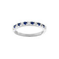 Bague en argent rhodi&eacute; demi alliance par&eacute;e d' oxydes bleus et blancs sertis Artemare