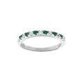 Bague en argent rhodi&eacute; demi alliance par&eacute;e d'oxydes verts et blancs sertis