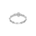 Bague en argent rhodi&eacute; semainier avec croix d'oxydes blancs sertis
