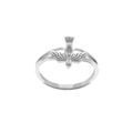 Bague en argent rhodi&eacute; motif colombe de la paix avec oxydes blancs Artemare
