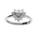 Bague en argent rhodi&eacute; forme coeur avec etoile du nord contour d'oxydes blancs sertis Artemare