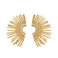 Boucles d'oreille sur Artemare : Boucles d'oreille tige en acier dor&eacute; forme eventail oxydes blancs