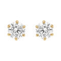 Boucles d'oreille tige en acier dor&eacute; oxyde blanc 6mm serti 6 griffes