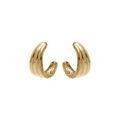 Boucles d'oreille tige en acier dor&eacute; demi cr&eacute;oles trois rangs Artemare