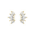 Boucles d'oreille navette en acier dor&eacute; avec oxydes blancs sertis Artemare