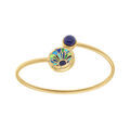 Bracelets sur Artemare : Bracelet Stella Mia en acier dor&eacute; jaune jonc flexible r&eacute;sine bleue et verte