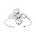 Bracelet ouvert rigide en acier motif fleur (37 X37mm)