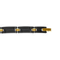 Bracelets sur Artemare : Bracelet en acier PVD noir mat et dor&eacute; jaune - 21cm r&eacute;glable