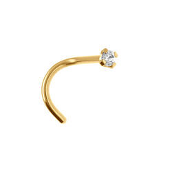 Piercing de nez en acier dor&eacute; avec un oxyde blanc