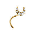 Piercing sur Artemare : Piercing de nez en acier dor&eacute; demi lune par&eacute;e d'oxydes blancs