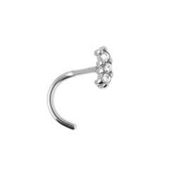 Piercing de nez en acier barrette d'oxydes blancs