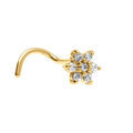 Piercing sur Artemare : Piercing de nez en acier dor&eacute; motif fleur six p&eacute;tales avec oxydes blancs