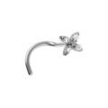 Piercing de nez en acier fleur quatre p&eacute;tales en oxyde blanc