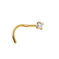 Piercing de nez en acier dor&eacute; avec oxyde blanc
