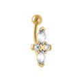 Piercing de nombril en acier dor&eacute; croix d'oxydes blancs