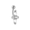Piercing de nombril en acier croix d'oxydes blancs