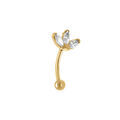 Piercing d'oreilles en acier dor&eacute; rook et arcade oxydes blancs