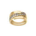 Bague en acier dor&eacute; avec oxydes blancs sertis Artemare