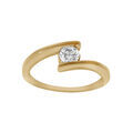 Bague en acier dor&eacute; solitaire oxyde blanc entre deux Artemare