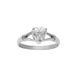 Bague en acier oxyde blanc forme coeur