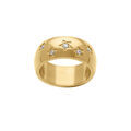 Bague en acier dor&eacute; avec etoiles d'oxydes blancs au centre Artemare