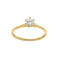 Bague en acier dor&eacute; avec solitaire oxyde blancmm serti 6 griffes Artemare