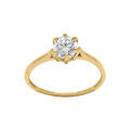 Bague en acier dor&eacute; solitaire oxyde blanc 6mm serti griffes Artemare