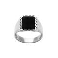 Bagues sur Artemare : Bague en acier plateau rectangulaire 13 x 10mm avec onyx noir imitation