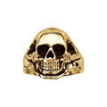 Bagues sur Artemare : Bague en acier dor&eacute; lisse motif t&ecirc;te de mort moyenne