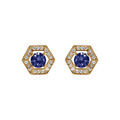 Boucles d'oreille sur Artemare : Boucles d'oreille tige en vermeil d'oxyde bleu et contour d'oxydes blancs