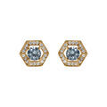 Boucles d'oreille tige en vermeil d'oxyde bleu ciel et contour d'oxydes blancs Artemare