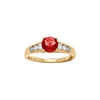 Bague en vermeil grand diam&egrave;tre oxyde rouge serti 4 griffes et sertissage d'oxydes blancs sur 1/2 anneau