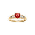Bague en vermeil grand diam&egrave;tre oxyde rouge serti 4 griffes et sertissage d'oxydes blancs sur 1/2 anneau Artemare