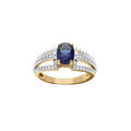 Bague en vermeil avec oxyde central bleu et trois rails d'oxydes blancs sertis Artemare