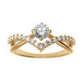 Bagues sur Artemare : Bague d&eacute;cal&eacute;e en vermeil solitaire oxyde blanc serti 5mm avec pointe d'oxydes blancs