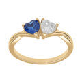 Bague en vermeil double coeur avec oxyde bleu fonc&eacute; et blanc Artemare