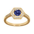 Bague en vermeil avec oxyde bleu et contour d'oxydes blancs
