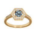Bague en vermeil avec oxyde bleu ciel et contour d'oxydes blancs