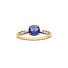 Bague en vermeil grand diam&egrave;tre un oxyde bleu serti 4 griffes et sertissage d'oxydes blancs sur 1/2 anneau