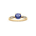 Bague en vermeil grand diam&egrave;tre un oxyde bleu serti 4 griffes et sertissage d'oxydes blancs sur 1/2 anneau