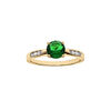 Bague en vermeil grand diam&egrave;tre un oxyde vert serti 4 griffes et sertissage d'oxydes blancs sur 1/2 anneau