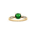 Bague en vermeil grand diam&egrave;tre un oxyde vert serti 4 griffes et sertissage d'oxydes blancs sur 1/2 anneau Artemare