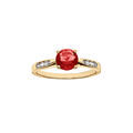 Bague en vermeil grand diam&egrave;tre un oxyde rouge serti 4 griffes et sertissage d'oxydes blancs sur 1/2 anneau Artemare