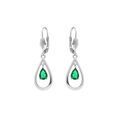 Boucles d'oreille sur Artemare : Boucles d'oreille en argent rhodi&eacute; ovale avec oxyde vert - fermoir dormeuse