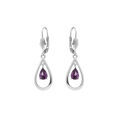 Boucles d'oreille sur Artemare : Boucles d'oreille en argent rhodi&eacute; ovale avec oxyde violet - fermoir dormeuse