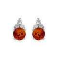 Boucles d'oreille sur Artemare : Boucles d'oreille tige en argent rhodi&eacute; et ambre v&eacute;ritable avec 3 oxydes blancs