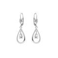 Boucles d'oreille sur Artemare : Boucles d'oreille en argent rhodi&eacute; ovale avec oxyde blanc - fermoir dormeuse