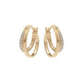 Boucles d'oreille double anneau en argent dor&eacute; dont un d&eacute;cor&eacute; d'oxydes blancs Artemare