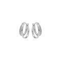 Boucles d'oreille double anneau en argent rhodi&eacute; dont un d&eacute;cor&eacute; d'oxydes blancs Artemare
